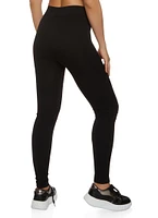 Womens Seamless Rib Knit High Waist Leggings, Black, Size S