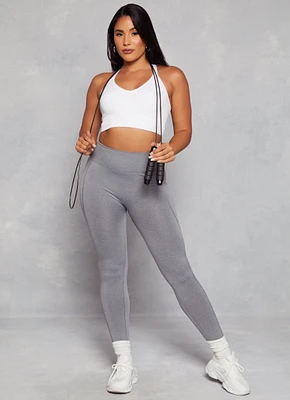 Womens Decorative Stitch Seamless Leggings, Grey, Size L-XL