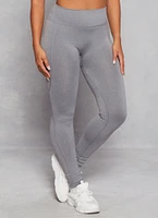 Womens Decorative Stitch Seamless Leggings, Grey, Size L-XL