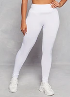 Womens Decorative Stitch Seamless Leggings, White, Size S-M