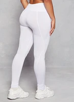 Womens Decorative Stitch Seamless Leggings, White, Size S-M