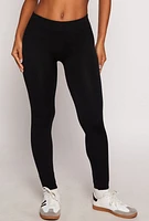 Womens Basic Fleece Lined Leggings, Black,