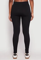 Womens Seamless Ribbed Knit High Waist Leggings, Black, Size L-XL