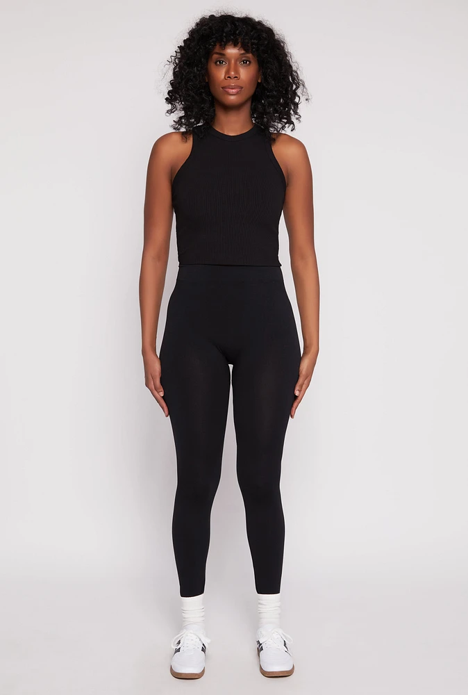 Womens Seamless Basic High Waist Leggings, L-XL