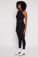 Womens Seamless Basic High Waist Leggings, Black, Size S-M