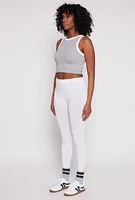 Womens Seamless Basic High Waist Leggings, White, Size S-M