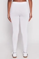 Womens Seamless Basic High Waist Leggings, White, Size S-M