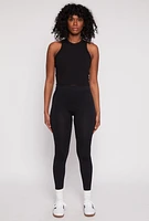 Womens Seamless High Waisted Leggings, Black, Size L-XL