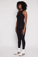 Womens Seamless High Waisted Leggings, Black,