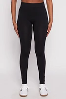 Womens Seamless High Waisted Leggings, Black, Size L-XL