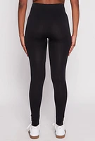Womens Seamless High Waisted Leggings, Black, Size L-XL