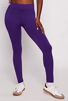 Womens Fleece Lined High Waisted Leggings, Purple, Size S-M