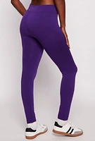 Womens Fleece Lined High Waisted Leggings, Purple, Size L-XL