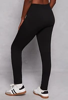 Womens French Terry Seamless Leggings, Black, Size L-XL