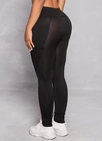 Womens Solid High Waist Cell Phone Pocket Leggings, Black, Size S-M