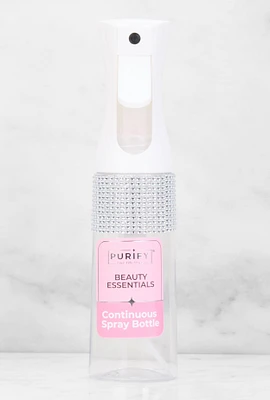 Womens Rhinestone Detail Continuous Clear Spray Bottle, White