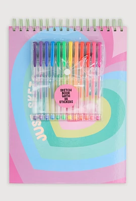Just Sketch Your Life Spiral Sketchbook Stationary Set, Multi