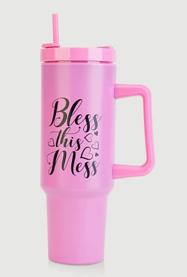 Bless This Mess Tumbler, Pink