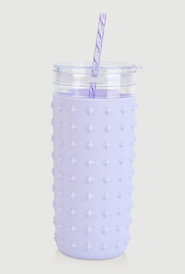 Silicone Spike Tumbler with Straw, Purple