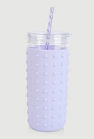 Silicone Spike Tumbler with Straw, Purple