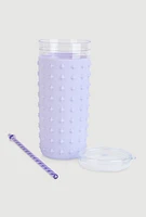 Silicone Spike Tumbler with Straw, Purple