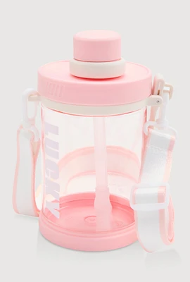 Lucky Graphic Clear Water Bottle, Pink