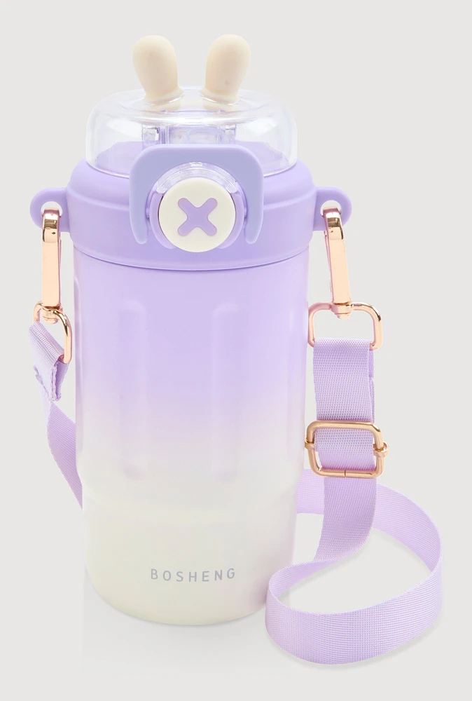 Ombre Bunny Ear Flip Top Water Bottle, Purple