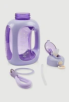 Motivational Flip Straw Water Bottle, Purple