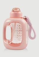Motivational Flip Straw Water Bottle, Pink