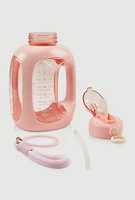 Motivational Flip Straw Water Bottle, Pink