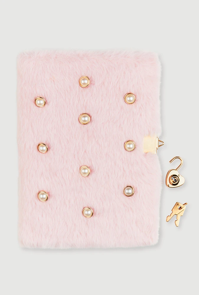 Faux Pearl Studded Diary, Pink