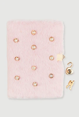 Faux Pearl Studded Diary, Pink