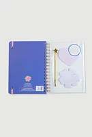 Floral Print Spiral Notebook with Accessories, Multi