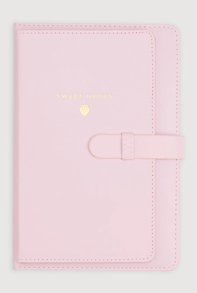Sweet Notes Embossed Faux Leather Journal, Pink