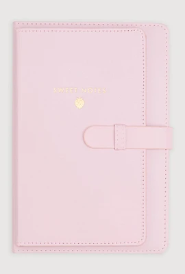 Sweet Notes Embossed Faux Leather Journal, Pink