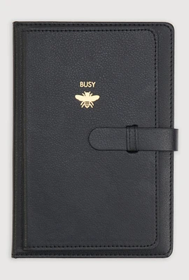 Busy Bee Embossed Faux Leather Journal, Black