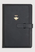 Busy Bee Embossed Faux Leather Journal, Black