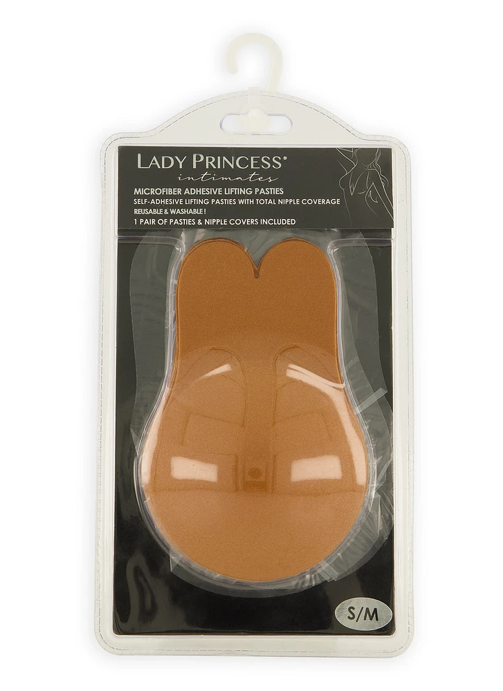 Womens Reusable Microfiber Adhesive Lifting Pasties, Brown, Size L-XL