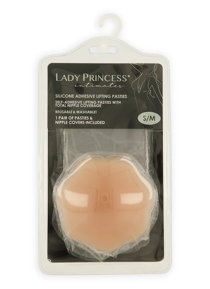Womens Silicone Reusable Adhesive Lifting Pasties, Beige, Size L-XL