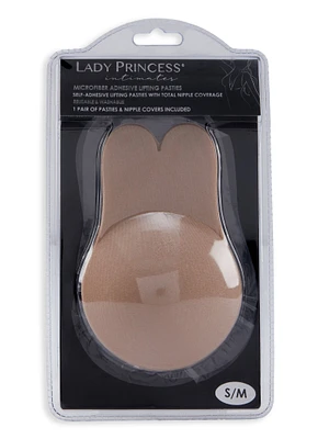 Womens Nude Adhesive Microfiber Lifting Pasties, Beige, Size L-XL