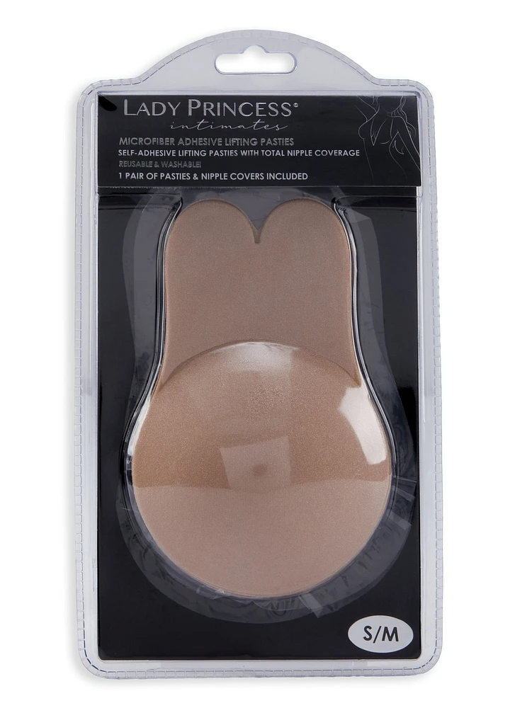 Womens Nude Adhesive Microfiber Lifting Pasties, Beige, Size S-M