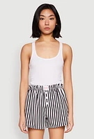 Womens Heart Detail Striped Pajama Shorts, Multi, Size S