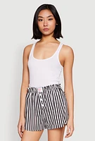 Womens Heart Detail Striped Pajama Shorts, Multi, Size S