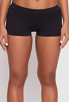 Womens Rib Knit Seamless Boyshort Panty, Black, Size S