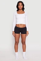 Womens Rib Knit Seamless Boyshort Panty, Black, Size XL