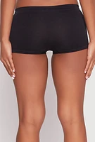 Womens Rib Knit Seamless Boyshort Panty, Black, Size S