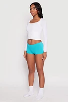 Womens Ribbed Knit Seamless Boyshort Panty, XL