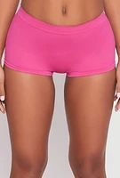 Womens Ribbed Knit Seamless Boyshort Panty, Pink,