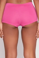 Womens Ribbed Knit Seamless Boyshort Panty, Pink,