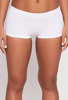 Womens Ribbed Knit Seamless Boyshort Underwear, White, Size XL